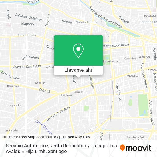 Mapa de Servicio Automotriz, venta Repuestos y Transportes Avalos E Hija Limit