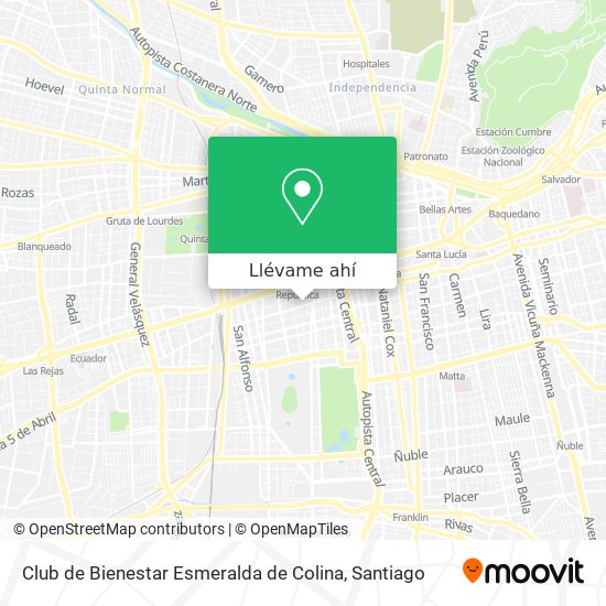 Mapa de Club de Bienestar Esmeralda de Colina