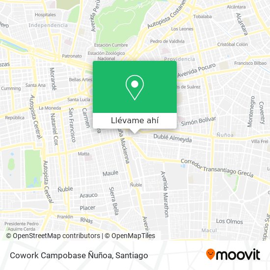 Mapa de Cowork Campobase Ñuñoa