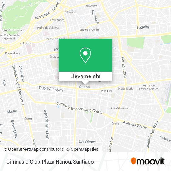 Mapa de Gimnasio Club Plaza Ñuñoa