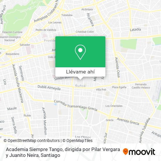 Mapa de Academia Siempre Tango, dirigida por Pilar Vergara y Juanito Neira