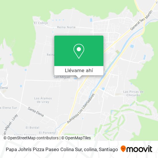Mapa de Papa John's Pizza Paseo Colina Sur, colina