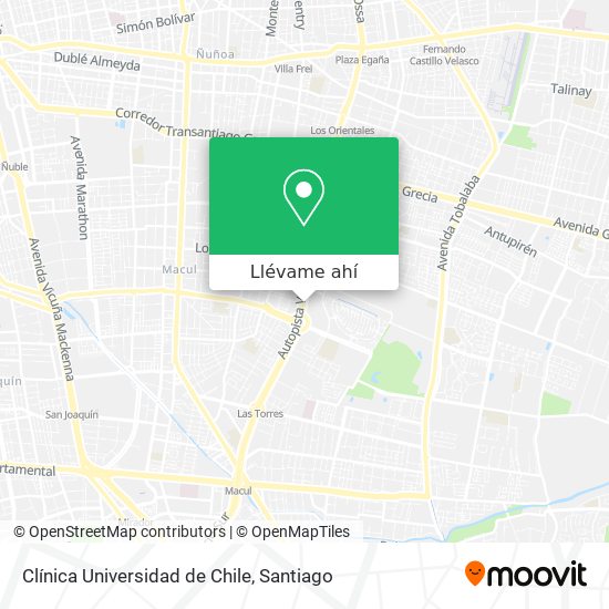 Mapa de Clínica Universidad de Chile