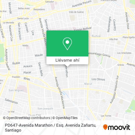 Mapa de PD647-Avenida Marathon / Esq. Avenida Zañartu