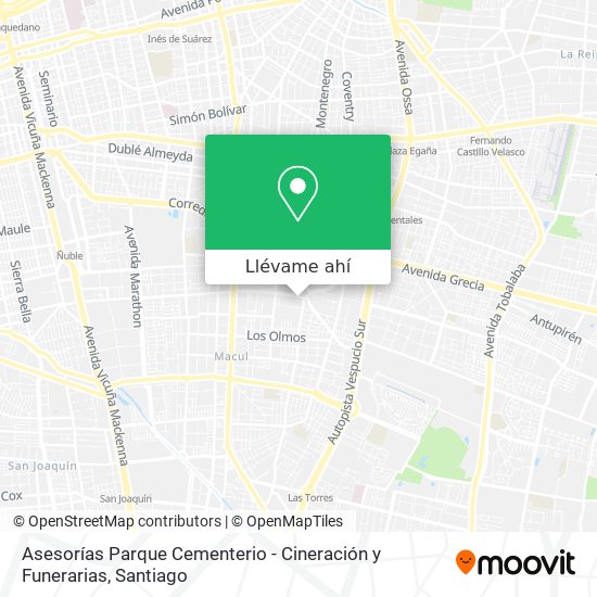 Mapa de Asesorías Parque Cementerio - Cineración y Funerarias