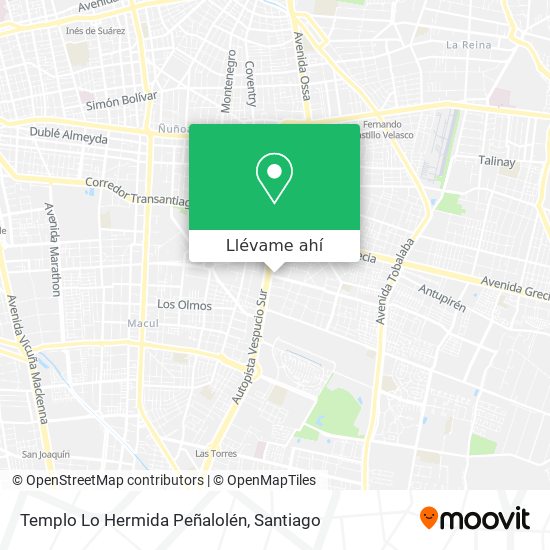 Mapa de Templo Lo Hermida Peñalolén