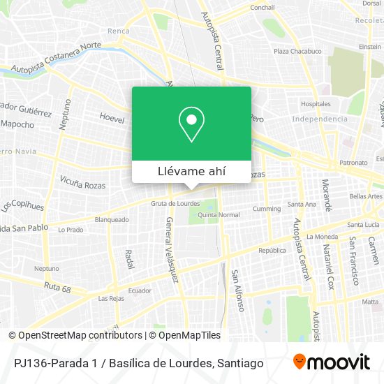 Mapa de PJ136-Parada 1 / Basílica de Lourdes