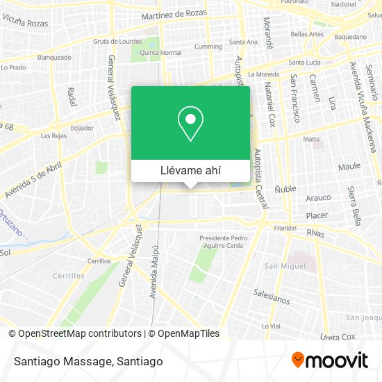 Mapa de Santiago Massage