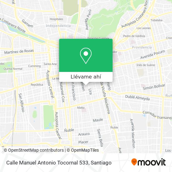Mapa de Calle Manuel Antonio Tocornal 533