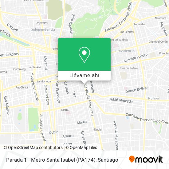 Mapa de Parada 1 - Metro Santa Isabel (PA174)