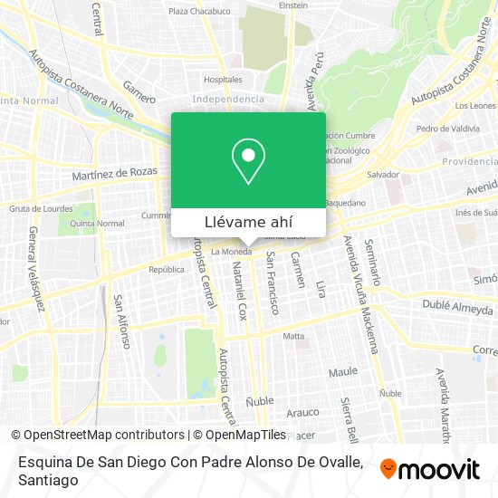 Mapa de Esquina De San Diego Con Padre Alonso De Ovalle