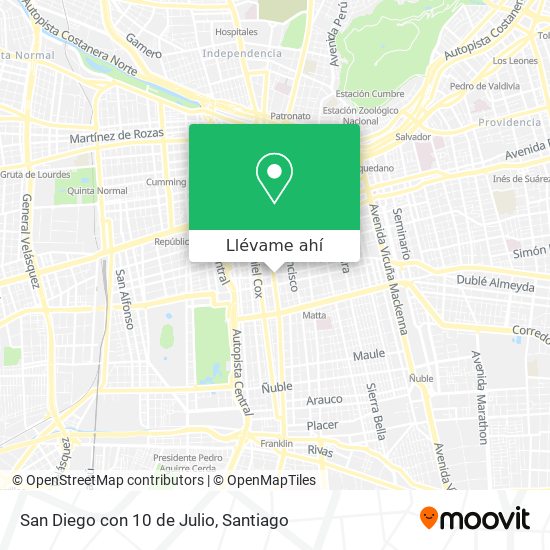 Mapa de San Diego con 10 de Julio