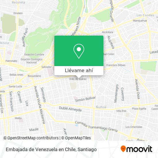 Mapa de Embajada de Venezuela en Chile