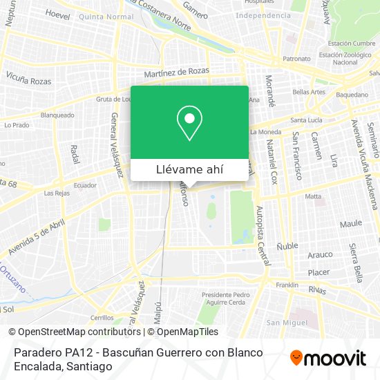 Mapa de Paradero PA12 - Bascuñan Guerrero con Blanco Encalada