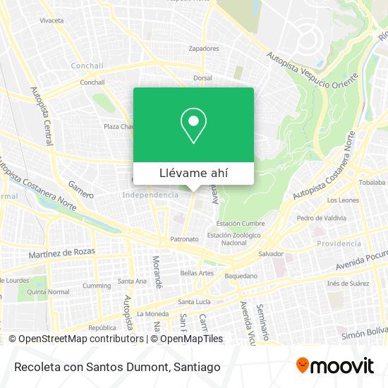 Mapa de Recoleta con Santos Dumont