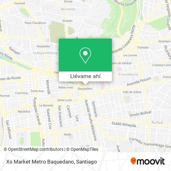 Mapa de Xs Market Metro Baquedano