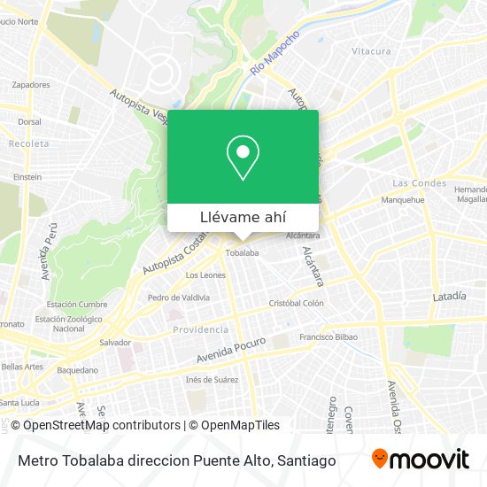 Mapa de Metro Tobalaba direccion Puente Alto