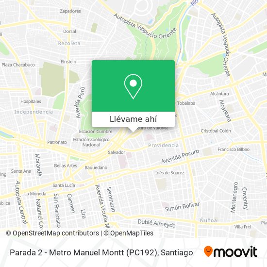 Mapa de Parada 2 - Metro Manuel Montt (PC192)