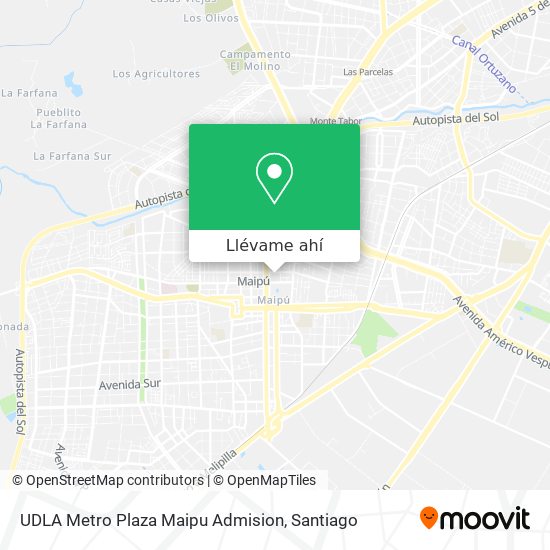 Mapa de UDLA Metro Plaza Maipu Admision