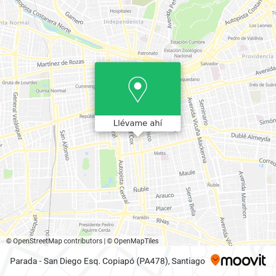 Mapa de Parada - San Diego Esq. Copiapó (PA478)