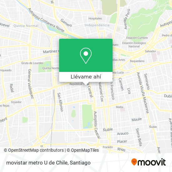 Mapa de movistar metro U de Chile