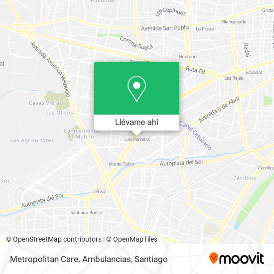 Mapa de Metropolitan Care. Ambulancias
