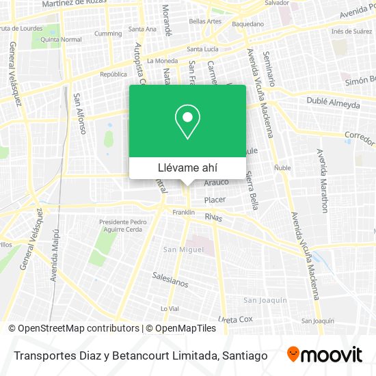 Mapa de Transportes Diaz y Betancourt Limitada