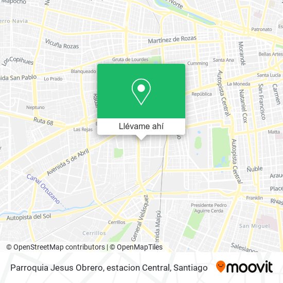 Mapa de Parroquia Jesus Obrero, estacion Central