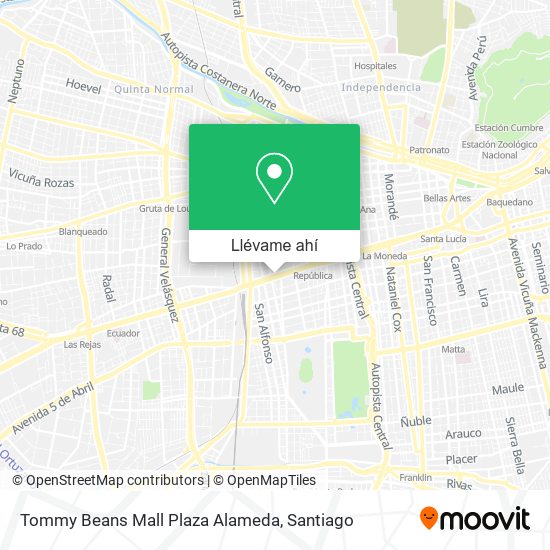 Mapa de Tommy Beans Mall Plaza Alameda
