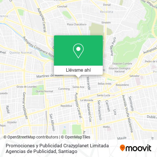 Mapa de Promociones y Publicidad Crazyplanet Limitada Agencias de Publicidad