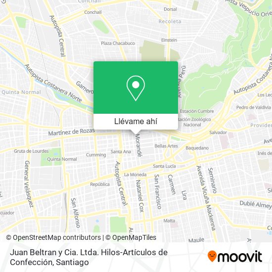 Mapa de Juan Beltran y Cia. Ltda. Hilos-Artículos de Confección