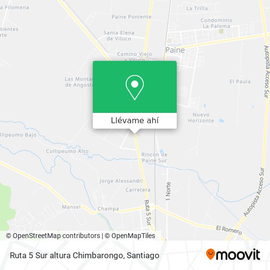 Mapa de Ruta 5 Sur altura Chimbarongo
