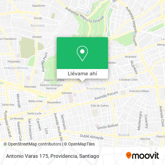 Mapa de Antonio Varas 175, Providencia