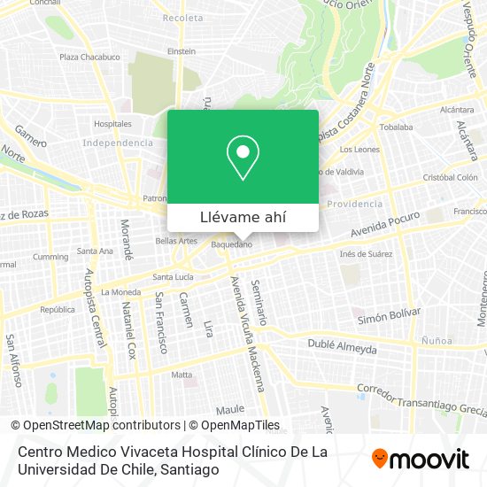 Mapa de Centro Medico Vivaceta Hospital Clínico De La Universidad De Chile