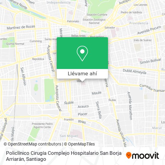 Mapa de Policlínico Cirugía Complejo Hospitalario San Borja Arriarán