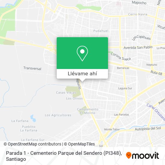 Mapa de Parada 1 - Cementerio Parque del Sendero (PI348)