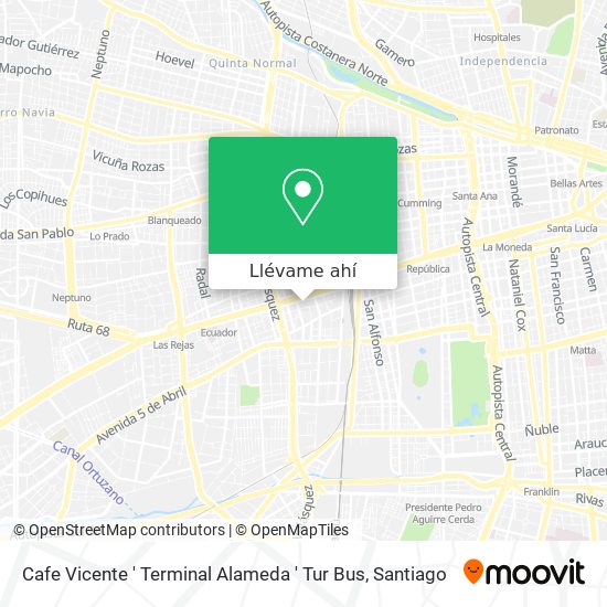 Mapa de Cafe Vicente ' Terminal Alameda ' Tur Bus