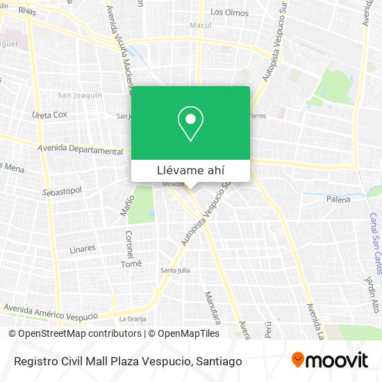 Mapa de Registro Civil Mall Plaza Vespucio