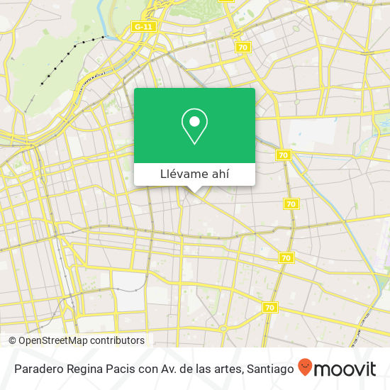 Mapa de Paradero Regina Pacis con Av. de las artes