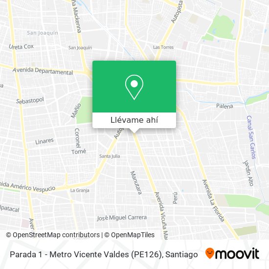 Mapa de Parada 1 - Metro Vicente Valdes (PE126)
