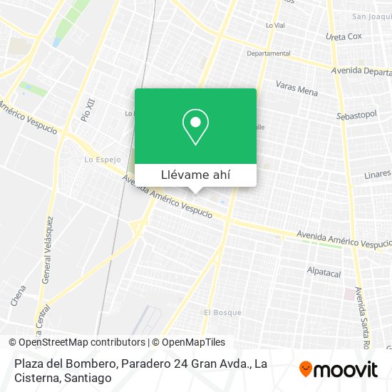 Mapa de Plaza del Bombero, Paradero 24 Gran Avda., La Cisterna
