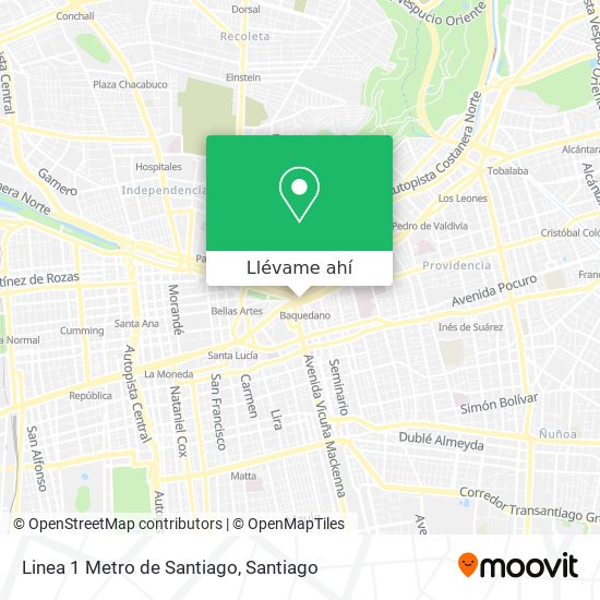 Mapa de Linea 1 Metro de Santiago