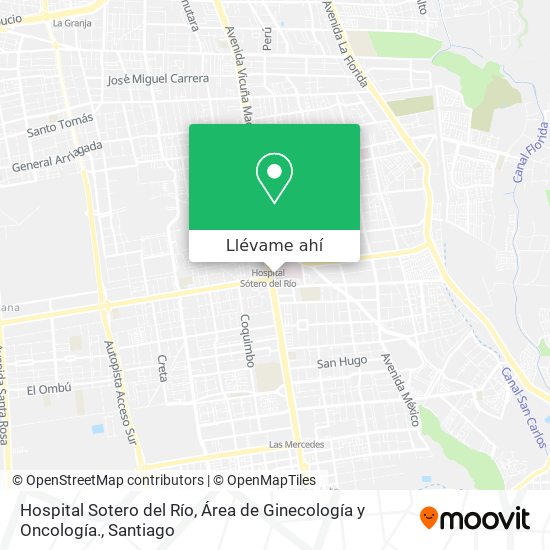 Mapa de Hospital Sotero del Río, Área de Ginecología y Oncología.