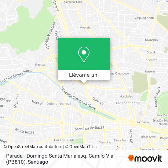 Mapa de Parada - Domingo Santa María esq. Camilo Vial (PB810)