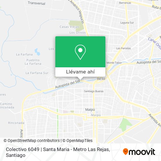 Mapa de Colectivo 6049 | Santa Maria - Metro Las Rejas