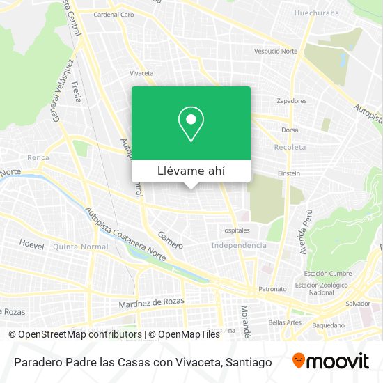 Mapa de Paradero Padre las Casas con Vivaceta