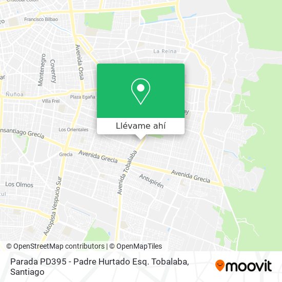 Mapa de Parada PD395 - Padre Hurtado Esq. Tobalaba