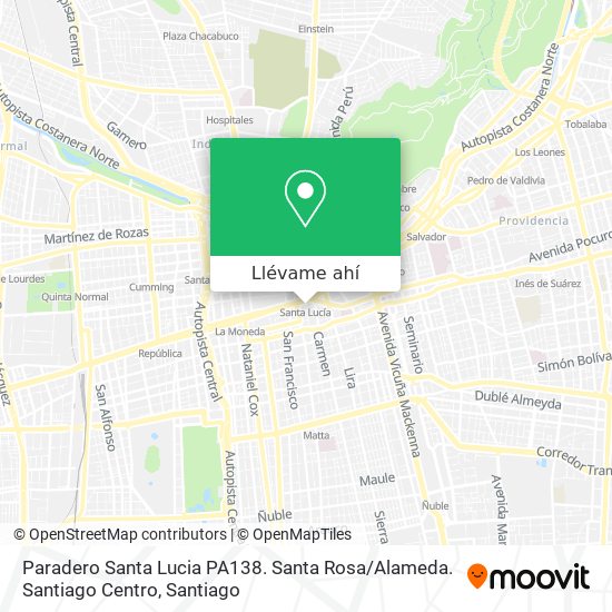 Mapa de Paradero Santa Lucia PA138. Santa Rosa / Alameda. Santiago Centro