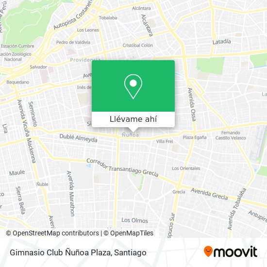 Mapa de Gimnasio Club Ñuñoa Plaza