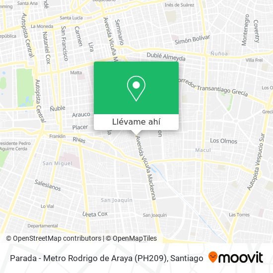 Mapa de Parada - Metro Rodrigo de Araya (PH209)